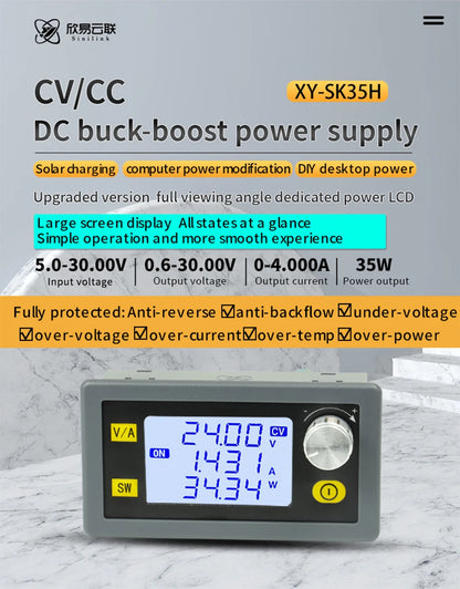Módulo Convertidor Buck-Boost SK35H CC/CV 0.6-30V 4A Fuente Laboratorio Ajustable DC-DC