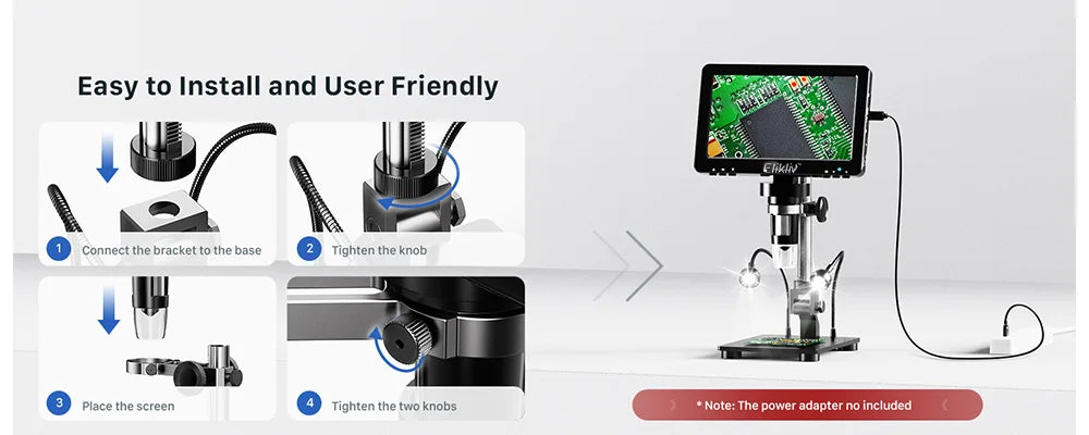 Elikliv EDM9 Pro 1200X HDMI Digital Microscope with 7'' IPS Screen 16MP Coin Soldering Electronic Microscope 32G for Windows Mac