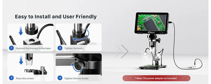 Elikliv EDM9 7 Inch 1080P LCD Digital Microscope 50X-1200X Soldering Electronics Microscopes With LED Lights Support PC Computer
