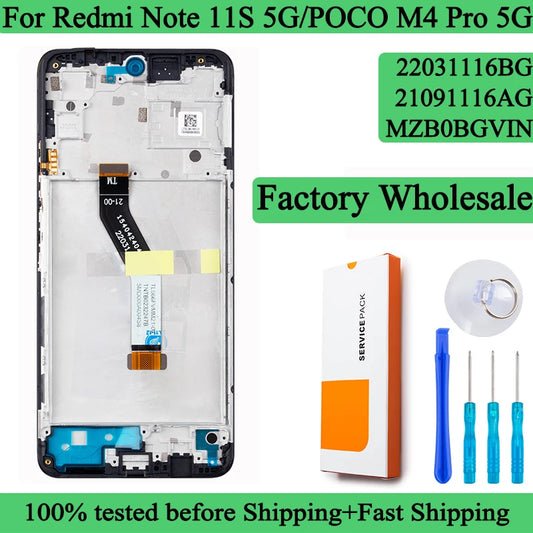 22031116BG 21091116AG Premium Lcd For Xiaomi Redmi Note 11S 5G Display Touch Screen Digitizer Panel Assembly For POCO M4 Pro 5G