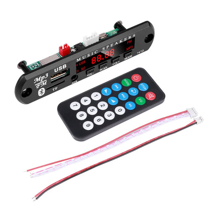 Módulo Decodificador MP3/WMA (9V/12V, Bluetooth 5.0) Reproductor Música Inalámbrico Lossless USB/AUX/TF/Radio FM con Control Remoto (1-5 Unidades)