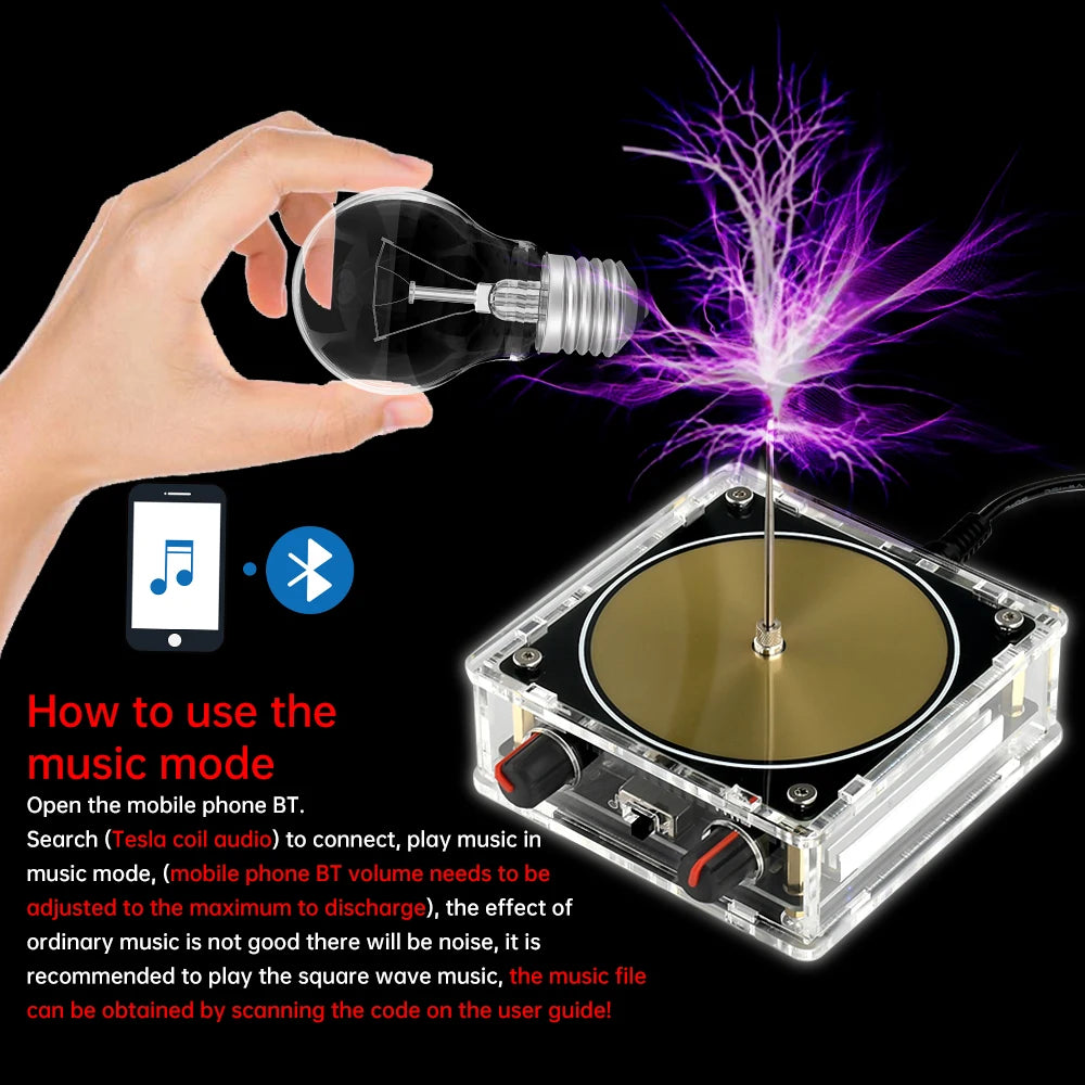 Kit DIY Bobina Tesla Musical Bluetooth Dual Modo (Entrada AC 110-220V) - Rayo Artificial Táctil