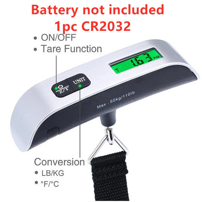 Balanza Portátil Digital LCD (110lb/50kg) Electrónica Colgante para Equipaje/Maleta Viaje (Herramienta Peso Bolsa)