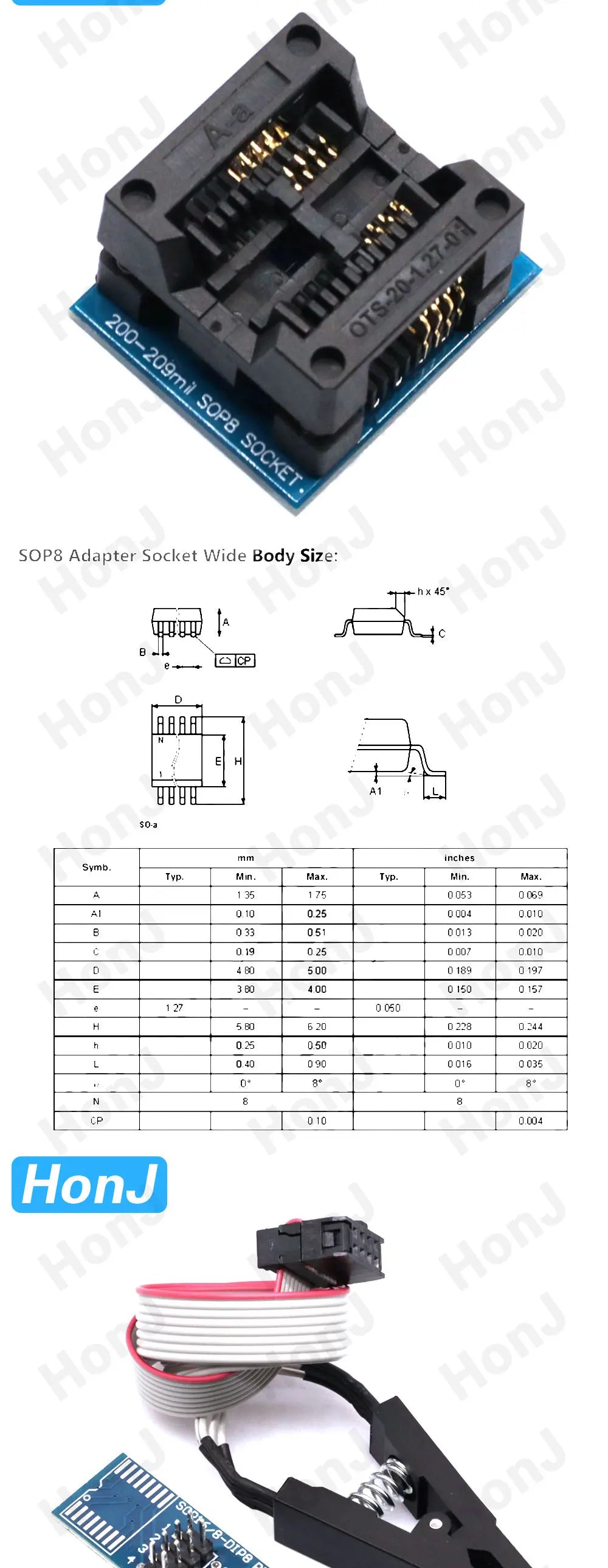 Kit Programador USB CH341A 24/25 Series EEPROM Flash BIOS + Clip Test SOIC8/SOP8 (Variante 2)