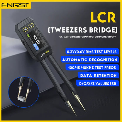 Mini Tester Inteligente FNIRSI LCR-ST1 (Tipo Pinza) - Medidor LCR/SMD/ESR, Continuidad, Diodo