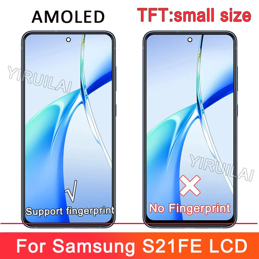 AMOLED para Samsung Galaxy S21FE 5G G990B G990U pantalla LCD Digitalizador de pantalla táctil con marco para Samsung S21 FE LCD