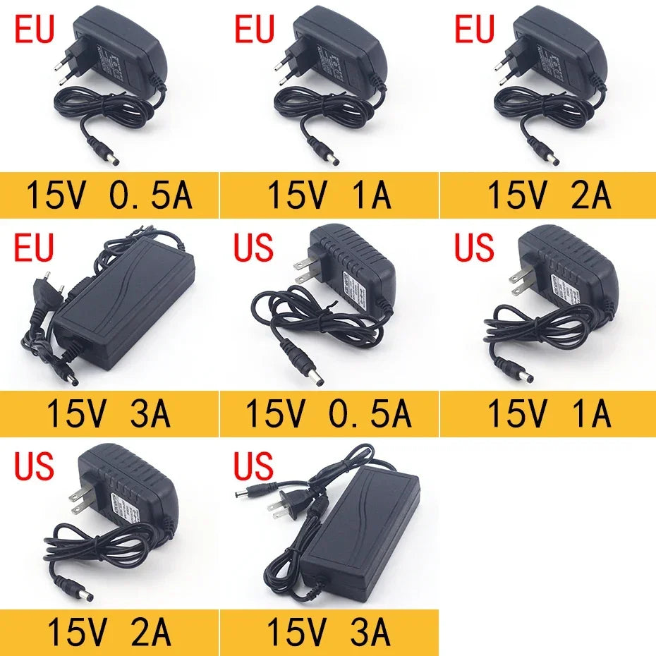 Adaptador Fuente Alimentación Universal AC 110-240V a DC 3V/5V/6V/9V/12V/15V/24V (0.5A-8A) Cargador Enchufe EU/US para Tira LED
