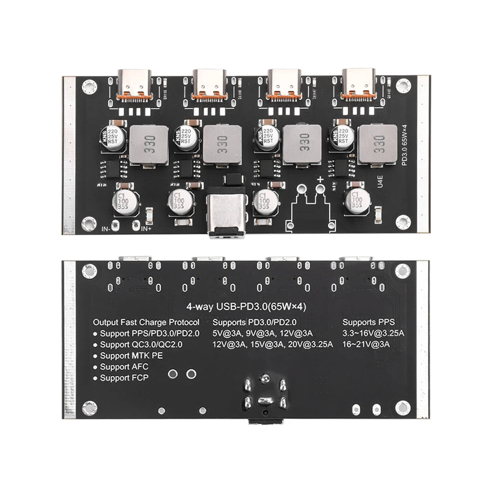 Módulo Adaptador Fuente PD 65W USB-C Soporta PD3.0/2.0, QC3.0/2.0, FCP, AFC Placa Circuito Cargador