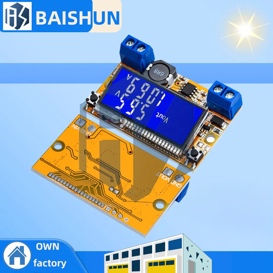 Módulo Convertidor Buck DC 5-23V a 0-16.5V 3A Max Step-Down Regulador Voltaje Ajustable LCD Dual Display
