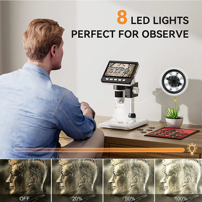 Elikliv EDM43 1080P Digital Microscope 4.3" IPS Screen Microscopes 1000x Entire Coin View Soldering Microscopio for PC Laptop