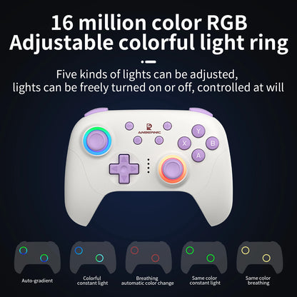 Gamepad ANBERNIC RG P01/RGP01 Bluetooth/Cableado con Joystick Efecto Hall RGB para Switch/PC/Steam/Android/iOS
