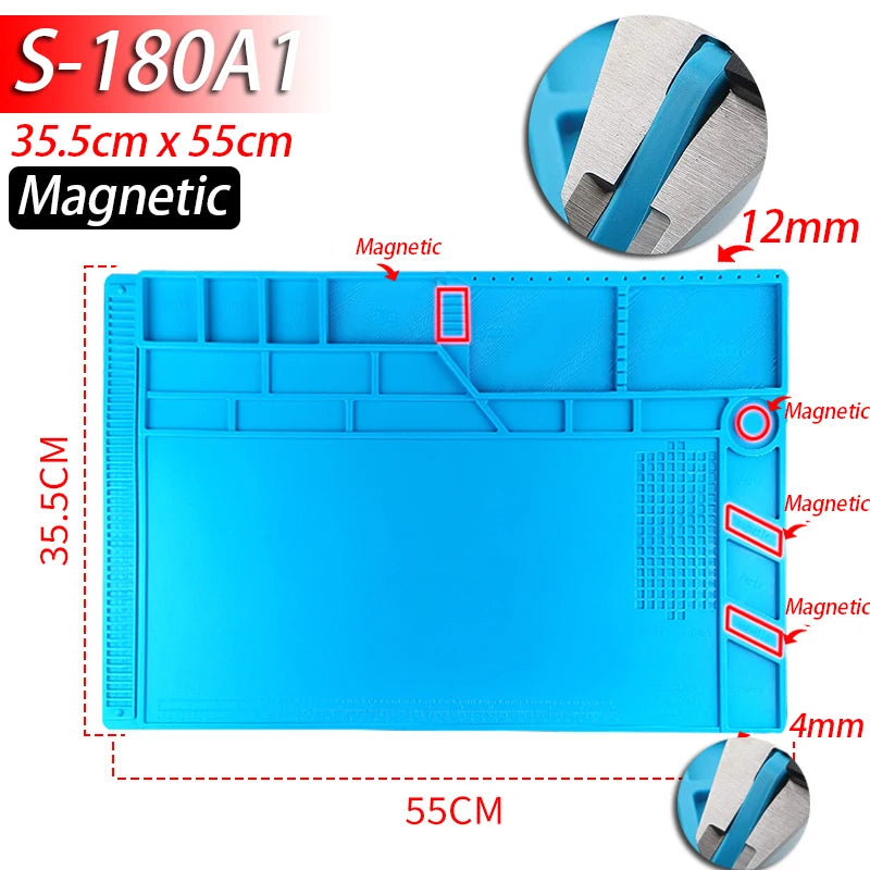 Alfombrilla Soldadura ESD Resistente Calor (932°F/500°C) Plataforma Mantenimiento Reparación Computadora/Teléfono Kit Herramientas