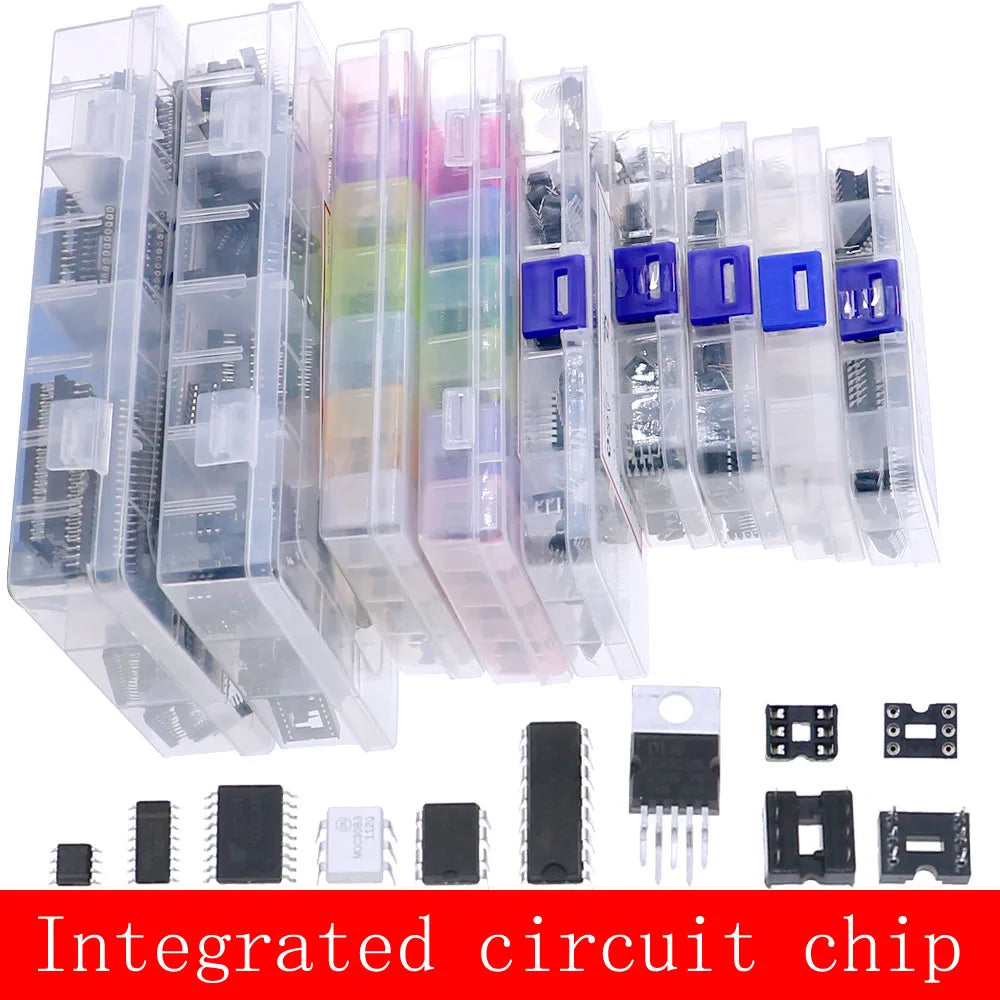 Kit Surtido Chips IC Lógica CMOS (Series 4000/4500/74HC/74LS) con Zócalos