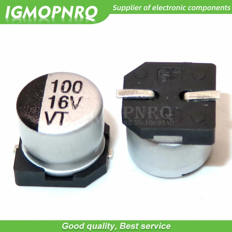 Capacitor Electrolítico Aluminio SMD (100uF, 16V, 6.3x5.4mm) - Pack 10 Unidades
