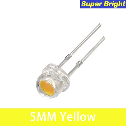 Diodo LED Super Brillante Sombrero Paja F5 (5mm) Azul/Verde/Rojo/Amarillo/Blanco para DIY Electrónico (50 Unidades)