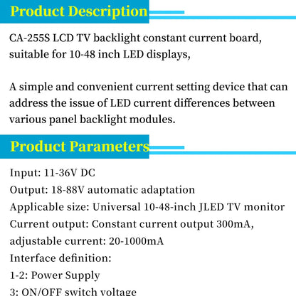 Placa Driver Backlight LED Universal CA-255S 10-48" Inverter Boost Módulo Step-Up