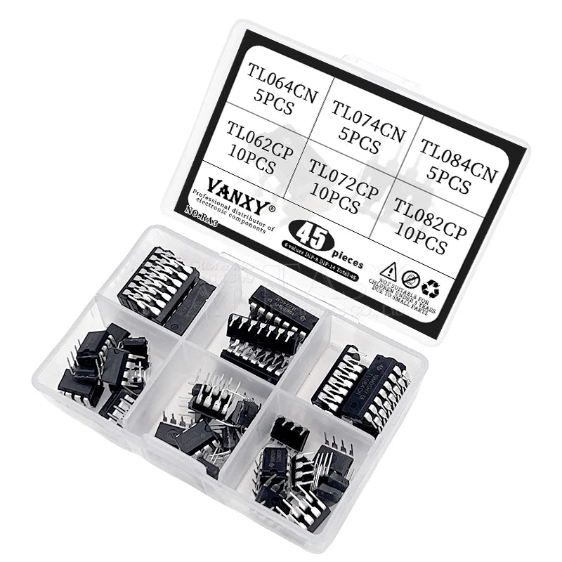 Kit 6 Valores Amplificadores Operacionales DIP (TL064CN, TL074CN, TL084CN, TL062CP, TL072CP, TL082CP)