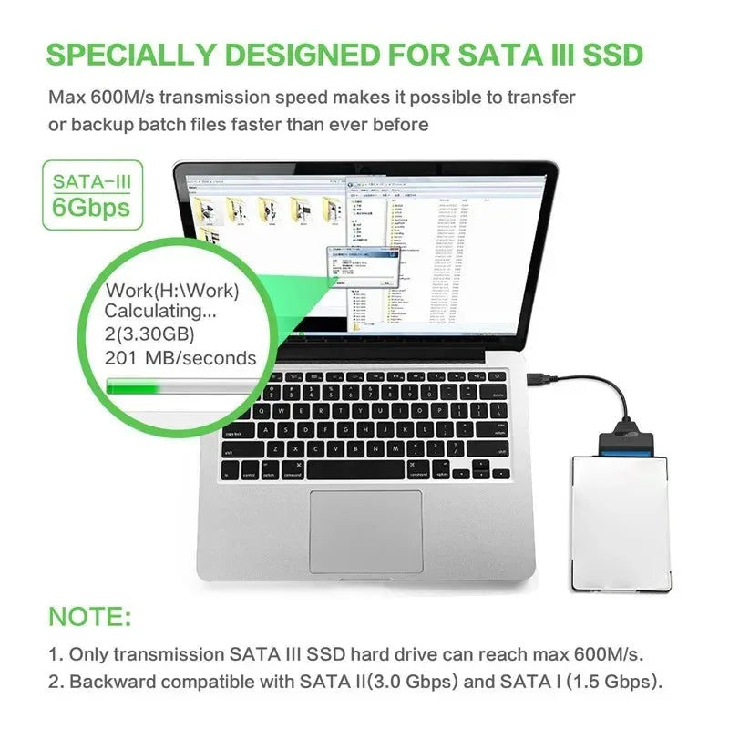 Cable Adaptador Coolcirc USB 3.0 a SATA para Disco Duro HDD/SSD Externo 2.5"
