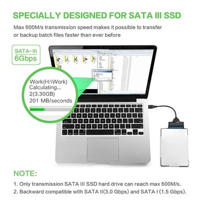 Cable Adaptador Coolcirc USB 3.0 a SATA para Disco Duro HDD/SSD Externo 2.5"