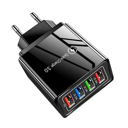 Cargador Pared USB Multi Puerto (4 USB) Carga Rápida Portátil Adaptador Teléfono/Tablet Enchufe EU/US para Poco