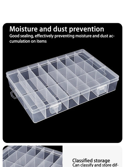 Caja Almacenamiento Transparente 24 Rejillas para Hardware/Botones/Pesca/Joyería/Accesorios/Papelería