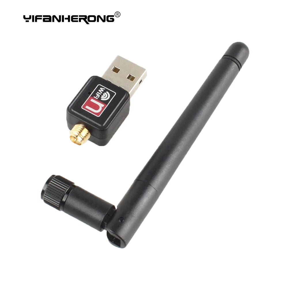 Mini Adaptador USB 2.0 WiFi Inalámbrico 150Mbps (802.11n/g/b) Dongle LAN 2dB con Antena (Chip MT7601/RTL8188)