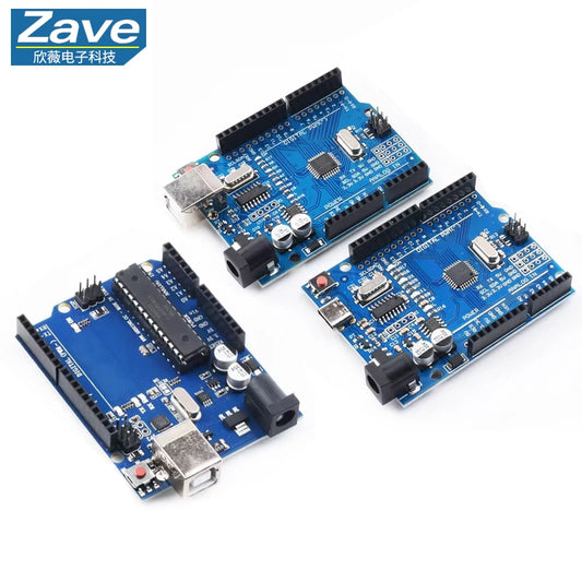 Placa Desarrollo UNO R3 (ATMEGA328P, CH340/ATEGA16U2) compatible Arduino con Cable + Placa Expansión Proto Shield R3/R4