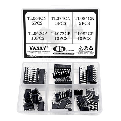 Kit 6 Valores Amplificadores Operacionales DIP (TL064CN, TL074CN, TL084CN, TL062CP, TL072CP, TL082CP)