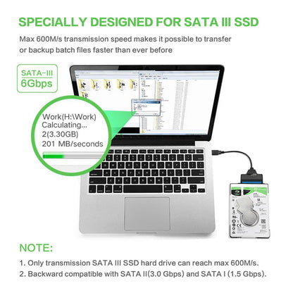 Cable Adaptador SATA III (22 Pines) a USB 3.0/2.0 (Hasta 6 Gbps) para Disco Duro HDD/SSD Externo 2.5"