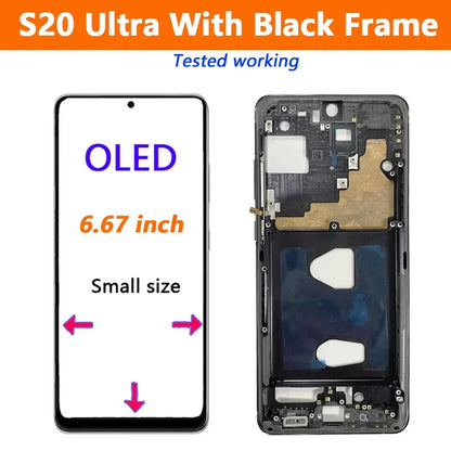 OLED para Samsung Galaxy S20 Ultra Lcd G988 con marco pantalla táctil digitalizador frontal S20 S20 Plus G980 G985 reemplazo