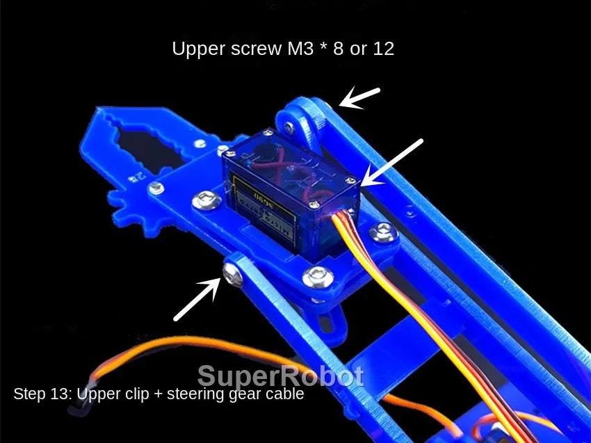Kit Garra Brazo Robot Manipulador Mecánico Acrílico 4-DOF (Desarmado, para SG90/MG90S) Arduino STEAM