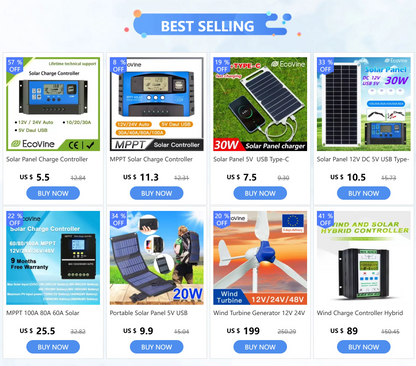 Controlador Carga Panel Solar 12V/24V PWM/MPPT 10A-30A Cargador Batería Auto Regulador USB 5V Max PV 50V