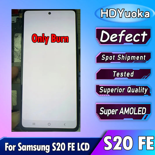 Pantalla LCD de 6,5 pulgadas Super AMOLED con defectos de quemadura para Samsung S20 FE, digitalizador de pantalla táctil de repuesto para pantalla Samsung G780 G781