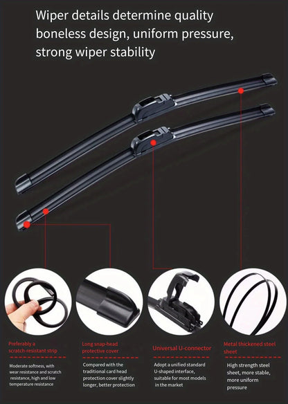 Limpiaparabrisas Auto Goma Suave Sin Hueso Tipo U HD Silencioso Durable para Hyundai ix35 (2010-2015) (24"+16")