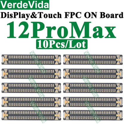 Conector FPC Pantalla LCD / Táctil en Placa Base para iPhone X/XS/XR/11/12/13/14/15/16 Pro Max/Plus (10 Unidades)
