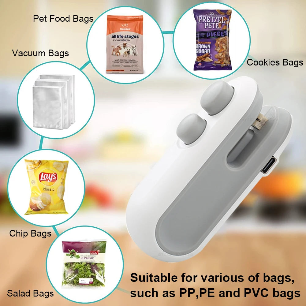 Mini Selladora Térmica Portátil para Bolsas Plásticas Alimentos (Clip Sellador Manual Embalaje)