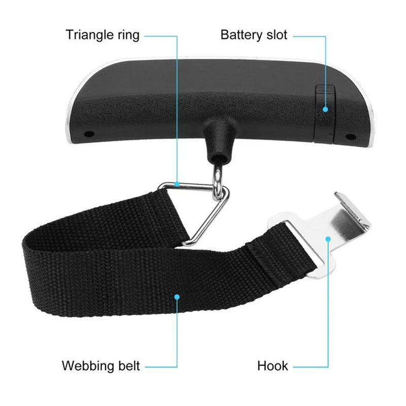 Balanza Portátil Digital LCD (110lb/50kg) Electrónica Colgante para Equipaje/Maleta Viaje (Herramienta Peso Bolsa)