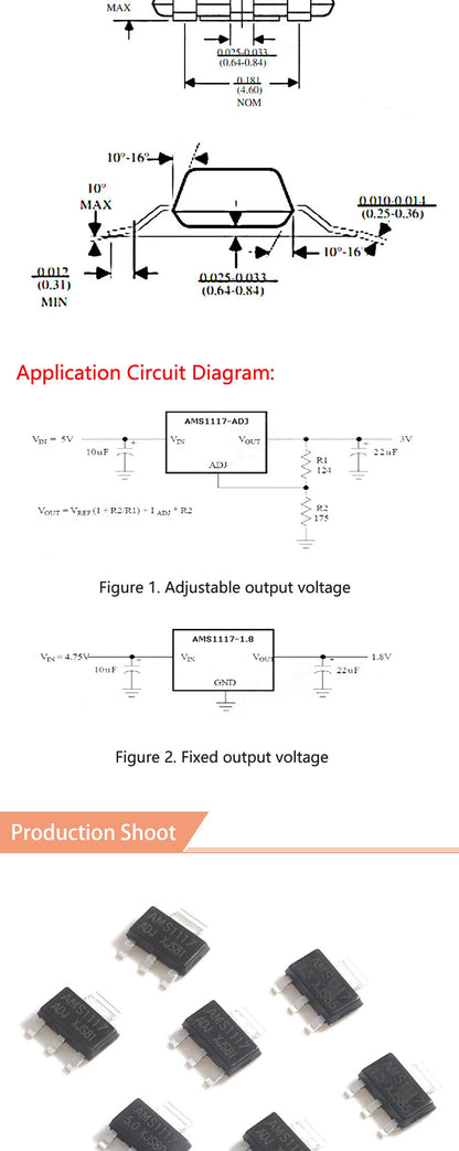 Regulador Voltaje LDO / Transistor SMD SOT-223 - Varios Modelos (BCP56, LM1117, etc.) - Lote 10 Piezas