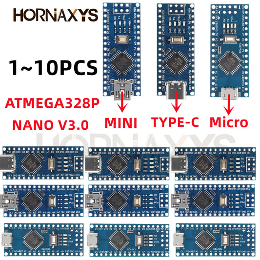 Placa Nano 3.0 (ATMEGA328P, 16MHz, CH340) con Bootloader (Puerto Mini/Tipo C/Micro USB) compatible Arduino