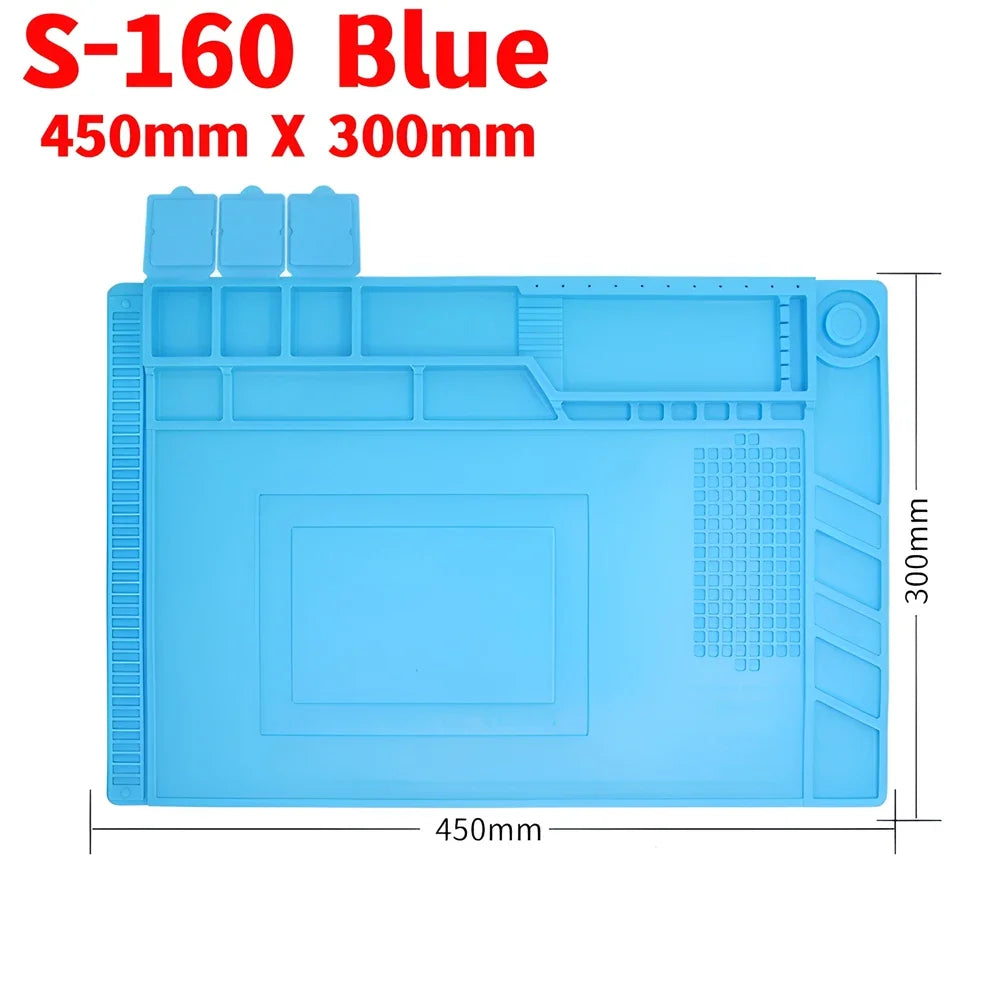Alfombrilla Silicona ESD Aislante Térmica Resistente Calor para Soldadura Reparación Computadora/Teléfono (Kit Mantenimiento)