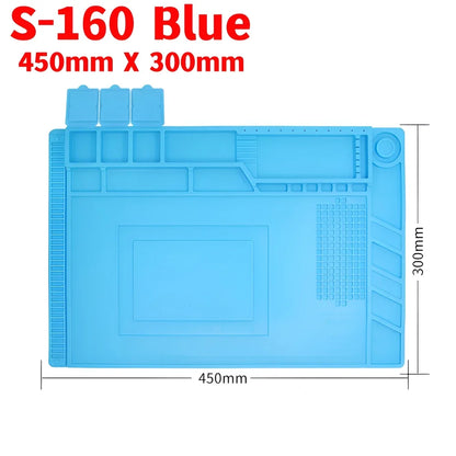 Alfombrilla Silicona ESD Aislante Térmica Resistente Calor para Soldadura Reparación Computadora/Teléfono (Kit Mantenimiento)