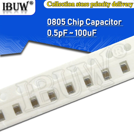 Capacitor Cerámico Multicapa Chip SMD 0805 (0.5pF-22uF) - Pack 100 Unidades (Valores Surtidos)