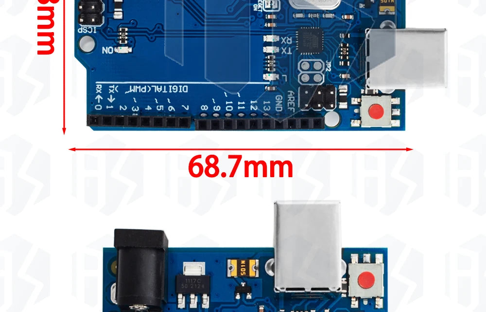 Placa Desarrollo Arduino UNO R3 (Oficial Certificada, ATMEGA16U2 + MEGA328P) con Cable USB Tipo A a B