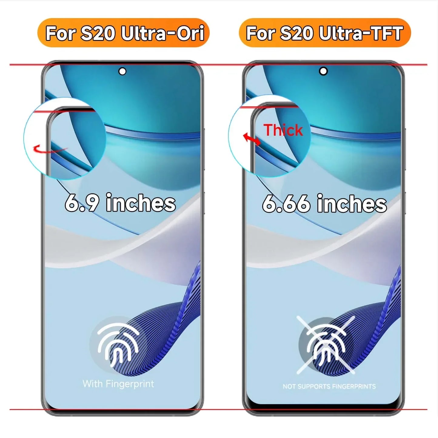 Conjunto de pantalla TFT S20 Ultra para Samsung Galaxy S20 Ultra 5G G988 G988U pantalla Lcd pantalla táctil Digital con marco