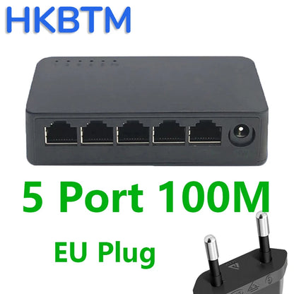 Mini Switch Red Ethernet 5 Puertos (100/1000 Mbps Gigabit) Switcher Inteligente Alto Rendimiento Hub RJ45 Internet