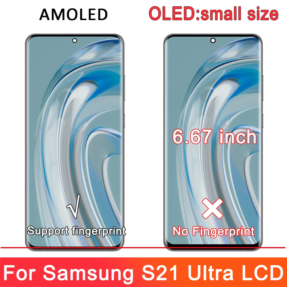 Pantalla Super OLED para Samsung S21 Ultra 5G pantalla LCD Digitalizador de pantalla táctil S21 Ultra con piezas de marco reemplazo LCD
