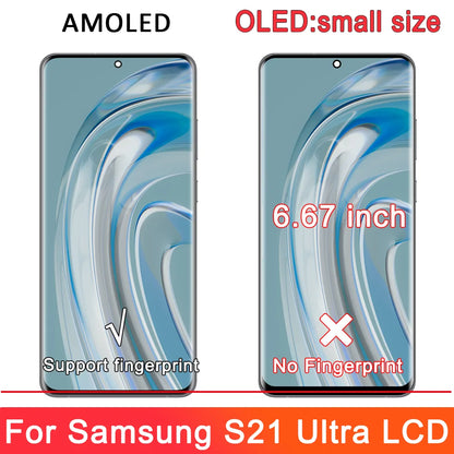 Pantalla Super OLED para Samsung S21 Ultra 5G pantalla LCD Digitalizador de pantalla táctil S21 Ultra con piezas de marco reemplazo LCD