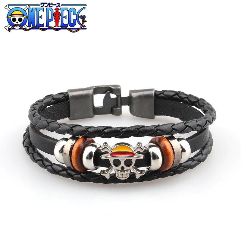 Pulsera Cuero Vintage Anime One Piece (Accesorio Juguete Periférico Animación) Regalo Cumpleaños