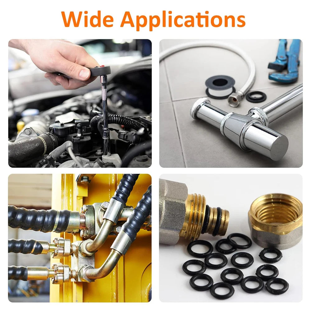 Set Surtido O-Rings Goma Nitrilo 32 Tamaños Universales (Junta Sello) para Plomería/Automotriz/Grifo Reparación (225/419 Piezas)