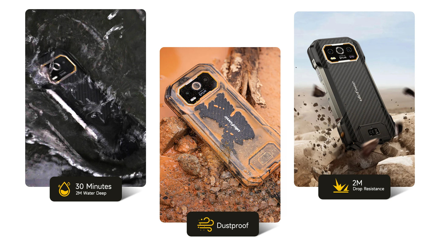 Celular Rugged Ulefone Armor 27T 4G con Cámara Térmica FLIR® y Visión Nocturna (10600mAh, 24GB/256GB, Android 14)